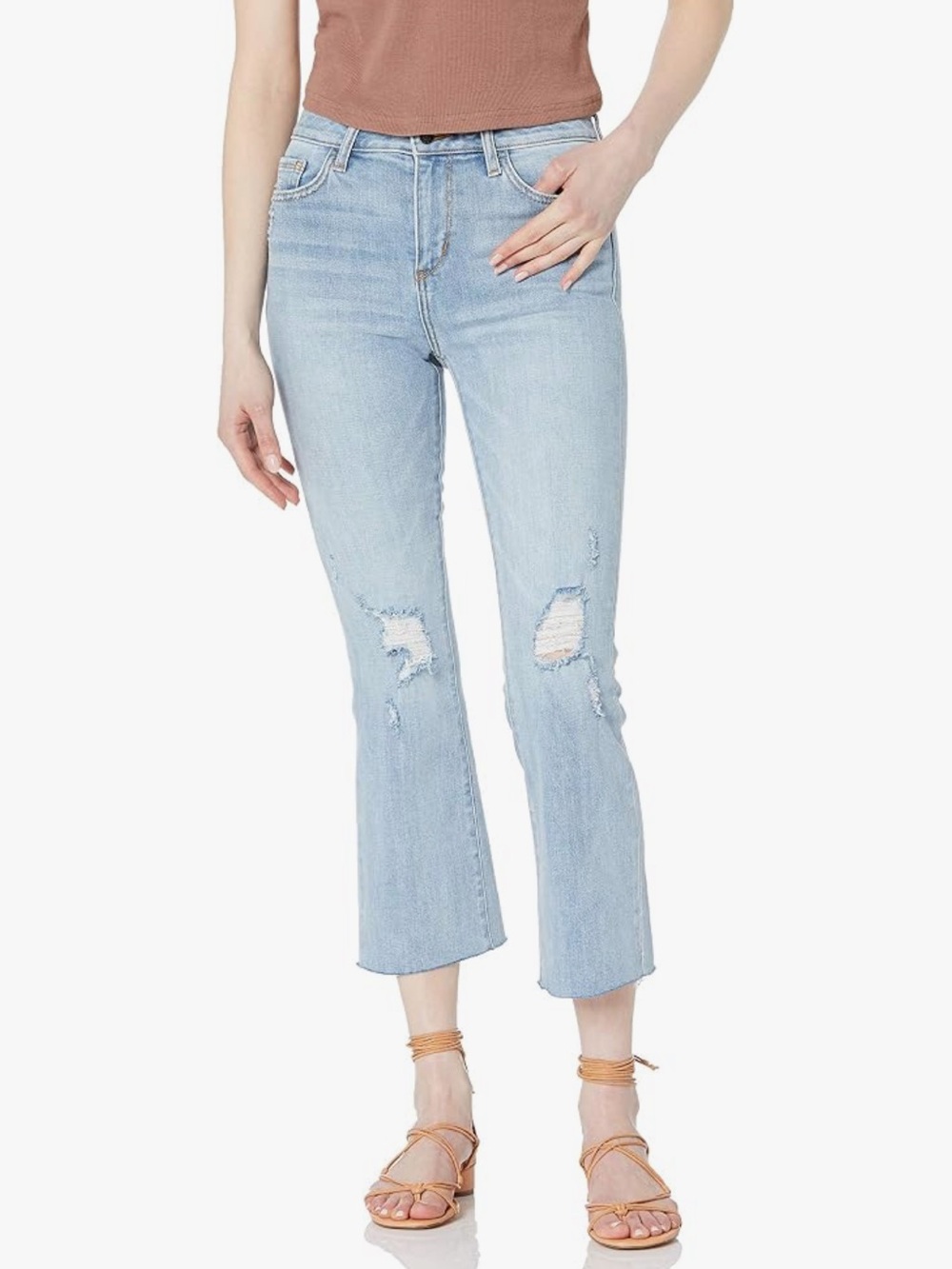 SAM EDLMAN JENA FRAYED HIGH RISE STILETTO CROP BOOT JEANS $108 LUX DENIM PANTS